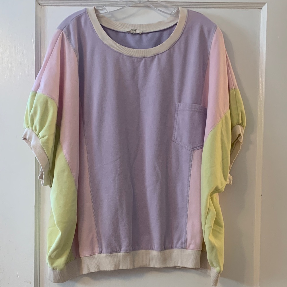 Easel Pastel Colorblock Top - Lavender, Pink, Yellow